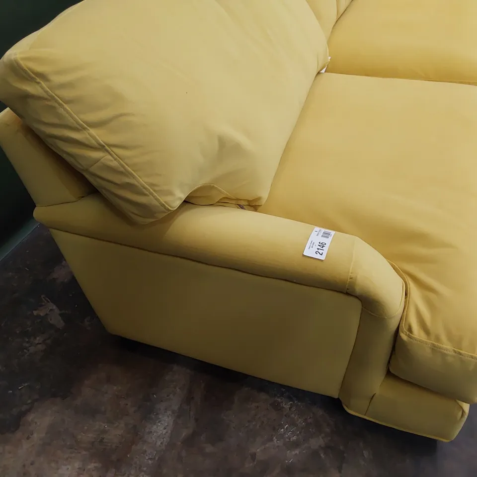 QUALITY BRITISH DESIGNER LOUNGE Co. PERIOD STYLR THREE SEATER SOFA SUNBURSH YELLOW PLUSH FABRIC 