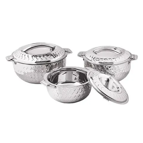 BOXED RHOMBUS 3 PIECE STAINLESS STEEL HOT POT SET