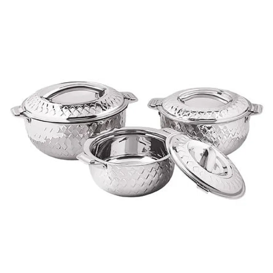 BOXED RHOMBUS 3 PIECE STAINLESS STEEL HOT POT SET