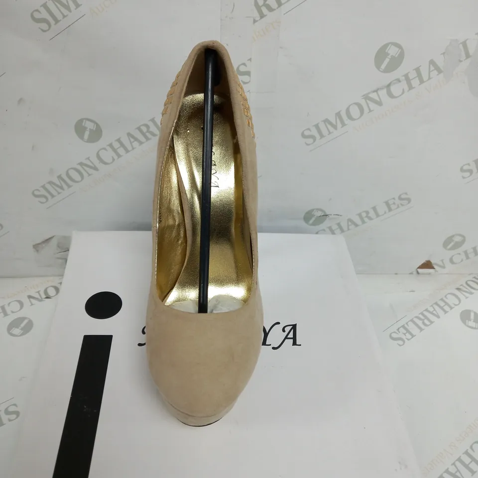 APPROXIMATELY 10 BOXED PAIRS OF MILAYA HIGH HEELED PLATFORM SANDALS IN BEIGE TO INCLUDE EU SIZES 36, 37, 38, 39