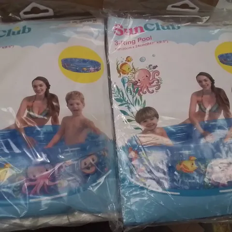 BOX CONTAINING LARGE AMOUNT OF BRAND NEW SUNCLUB 3-RING POOL 120 X 24CM