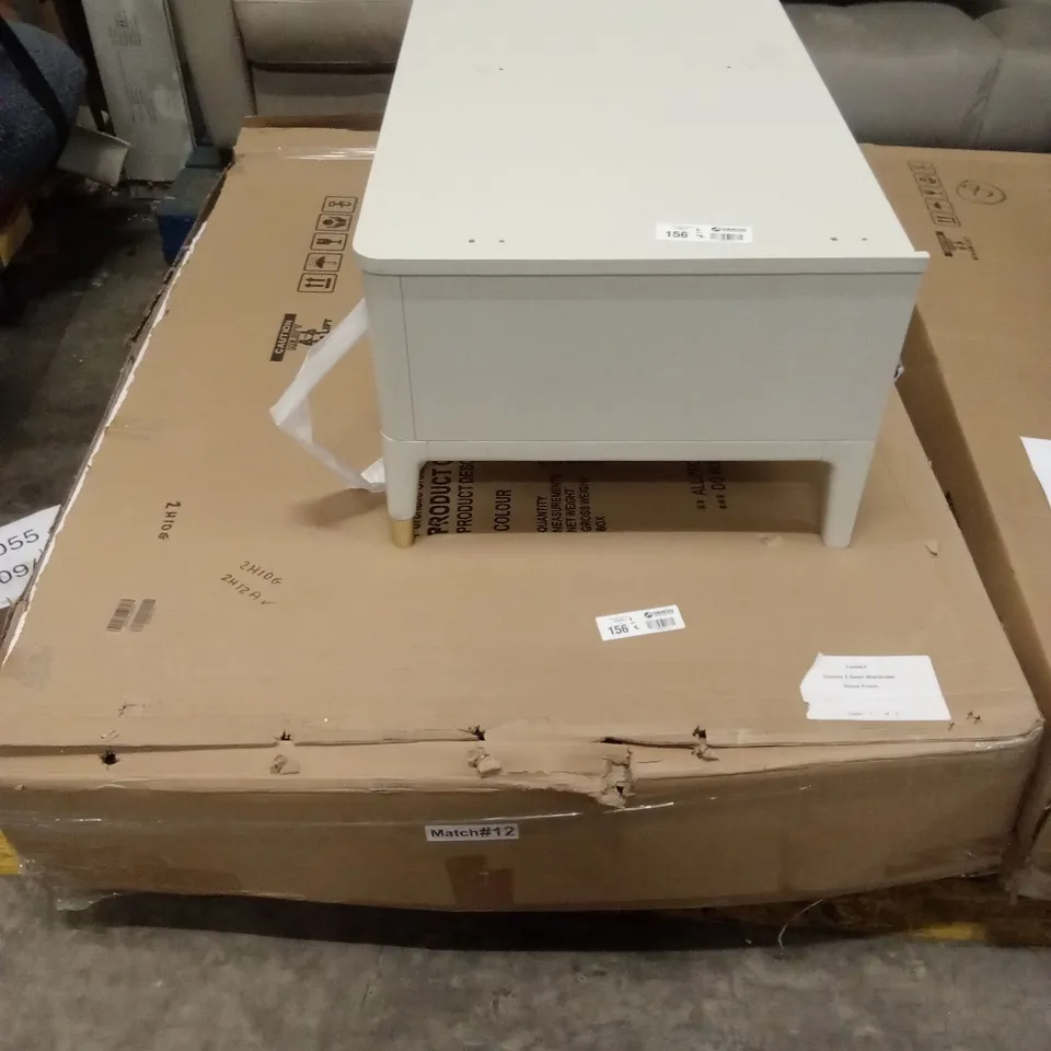 DAVINA STONE 2 DOOR 2 DRAWER WARDROBE WITH GOLD HANDLES // 2 PARTS - BASE + BOXED TOP HALF RRP £1899