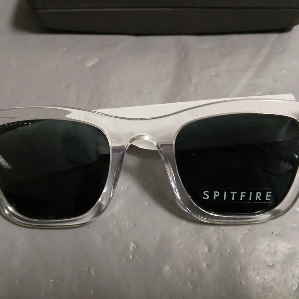 PAIR OF SPITFIRE CLEAR FRAMED GLASSES IN CASE