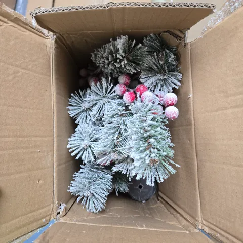 BOXED 150 CM LIT FLOCKED BERRY & PINE CHRISTMAS TREE