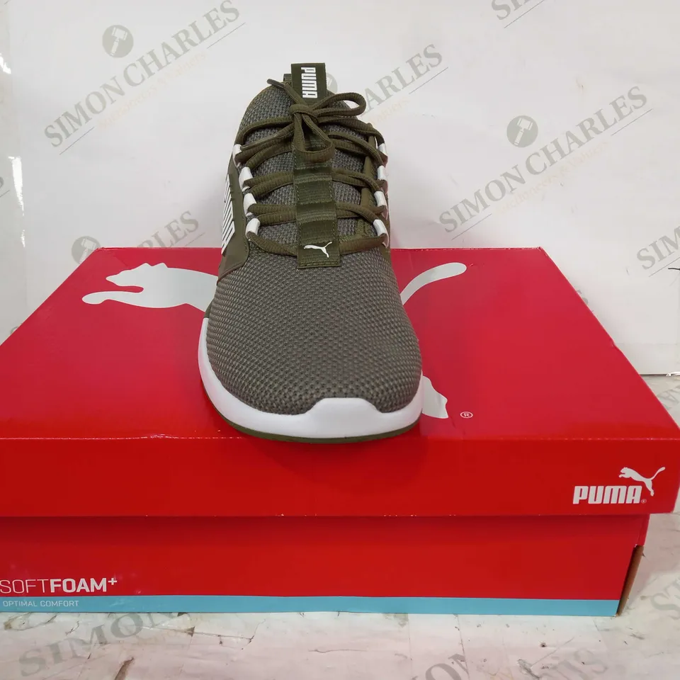 BOXED PAIR OF PUMA RETALIATE TRAINERS IN GREEN UK SIZE 10