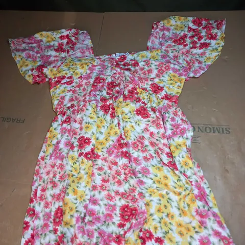 WOMENS YELLOW FLUTTER SLEEVE MINI DRESS SIZE 14