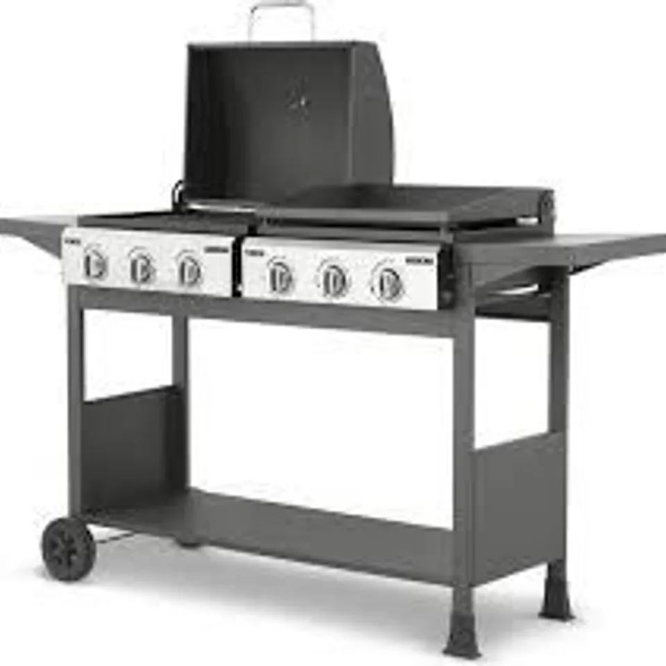 BOXED TOWER GOUCHO SIX BURNER GAS BBQ AND PLANCHA, BLACK - T978544 RRP £399