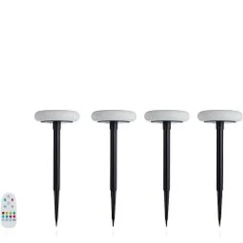 FLOURISH DUAL MODE STAINLESS STEEL SOLAR STAKE LIGHT (SET OF 4)