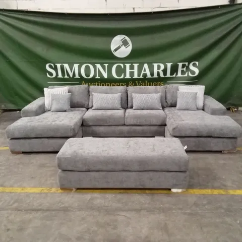 BROADGATE LARGE U-SHAPE MODULAR SOFA WITH FOOTSTOOL - GREY