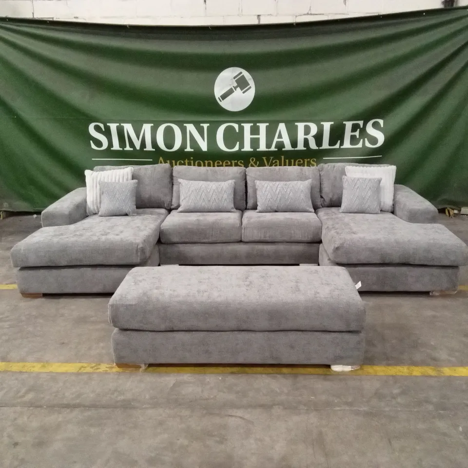 BROADGATE LARGE U-SHAPE MODULAR SOFA WITH FOOTSTOOL - GREY RRP £3299