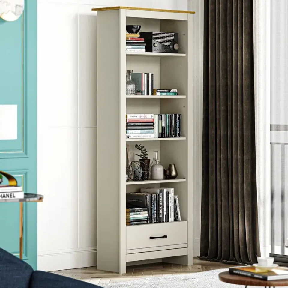 BOXED LIMESTONE 180CM H X 29.3CM W BOOKCASE - LIGHT GREY (1 BOX)
