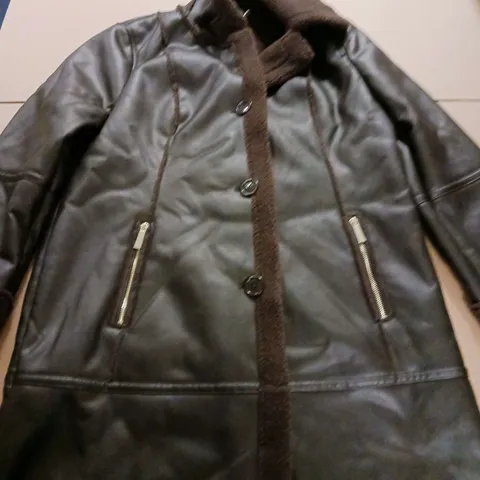 RUTH LANGSFORD LADIES FAUX LEATHER COAT BROWN SIZE 12