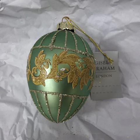 SET OF 12 GISELA GRAHAM DECORATIVE GREEN TREE BAUBLES