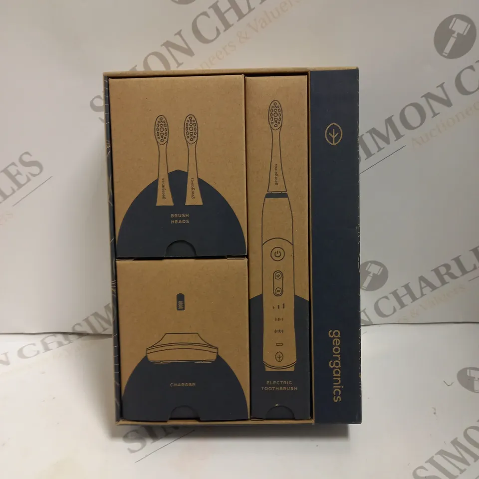 BOXED GEOGANICS SONIC TOOTHBRUSH SET & CHARGER WHITE