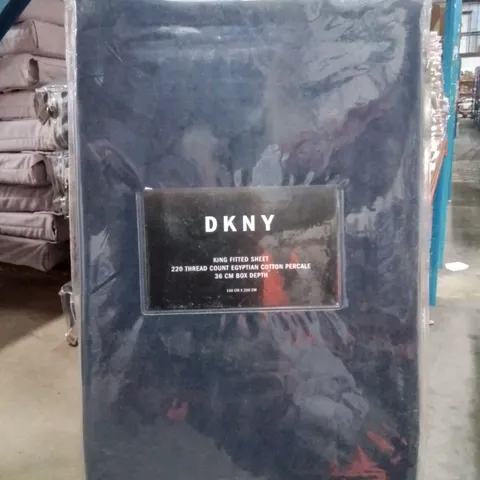 BAGGED DKNY KINGSIZE FITTED SHEET -DARK BLUE-