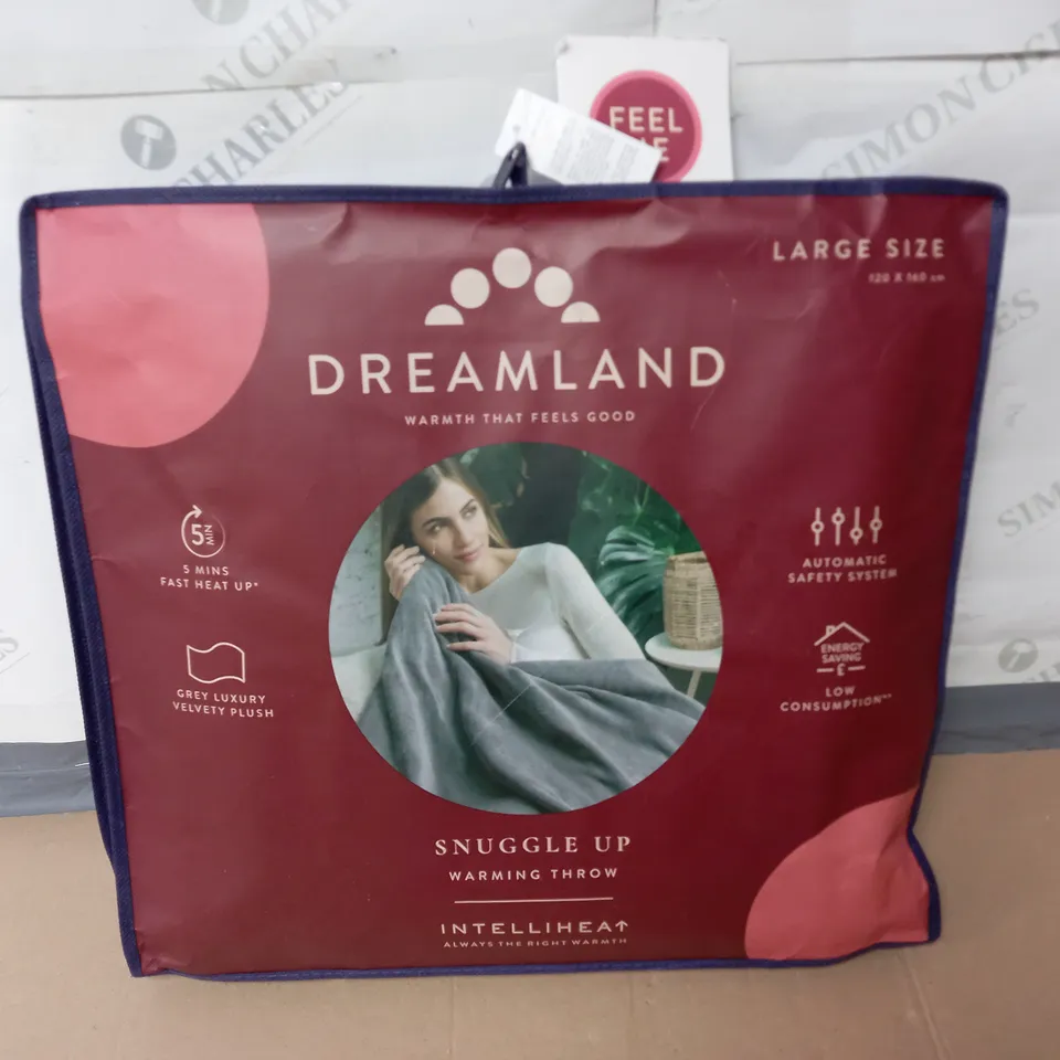 DREAMLAND SNUGGLE UP WARMING THROW IN GREY - LARGE 120X160CM
