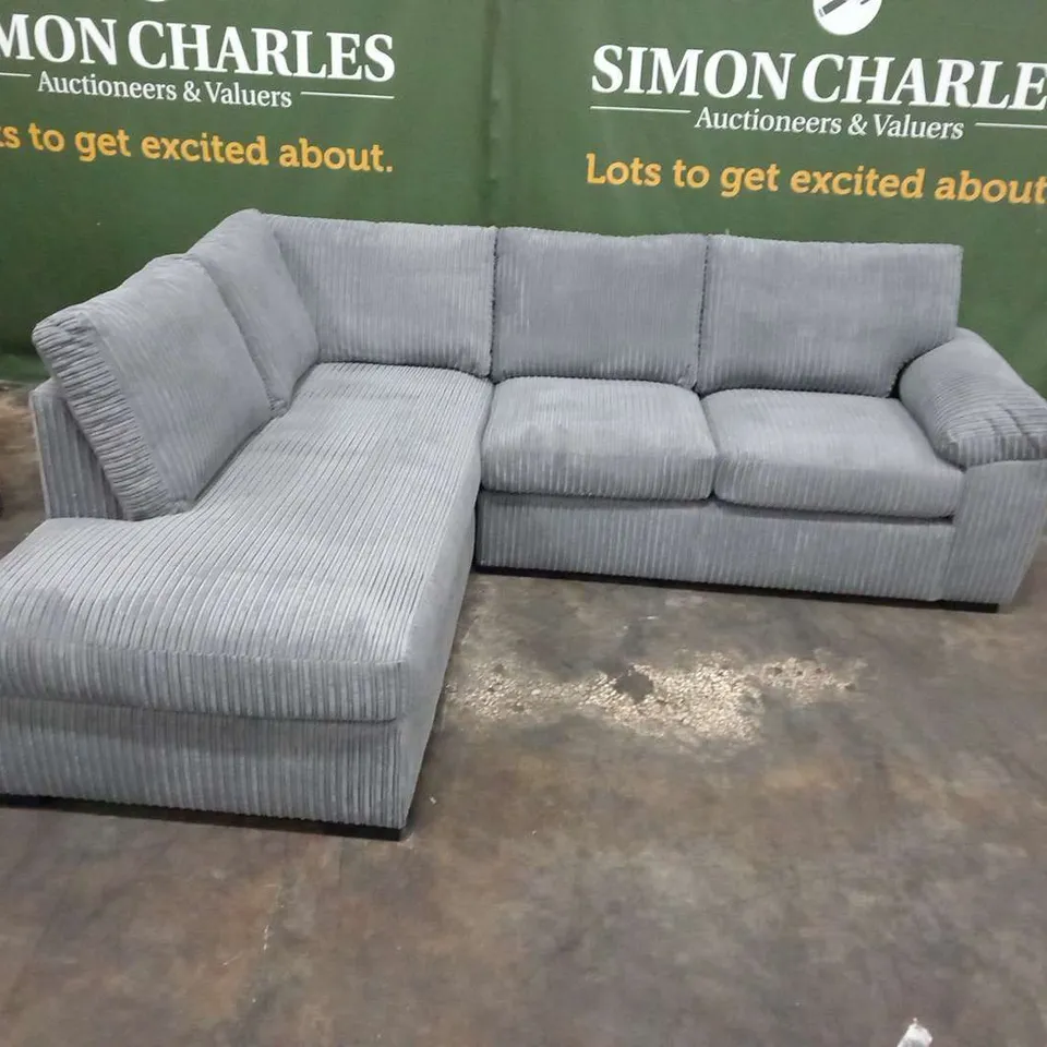 DESIGNER AMALFI JUMBO SLATE FABRIC CORNER SOFA
