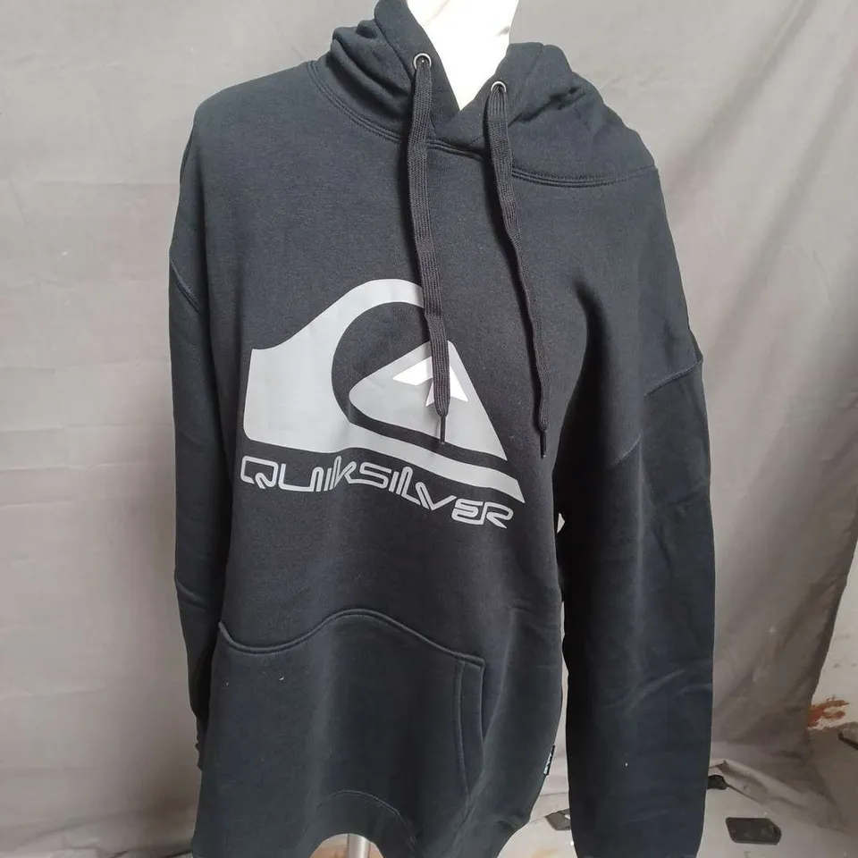 QUICKSILVER BIG LOGO HOODIE IN BLACK SIZE L