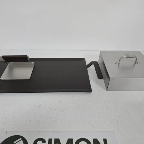 MADE BY COOKWARE CARBON STEEL GRIDDLE ,GRILL PRESS AND MELTING DOME