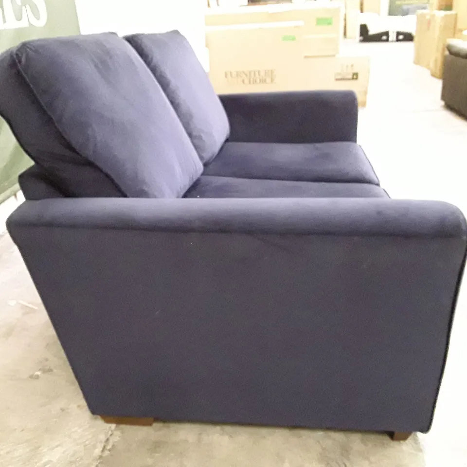 QUALITY DESIGNER 2 SEATER SOFA - DARK BLUE VELVET SOFA
