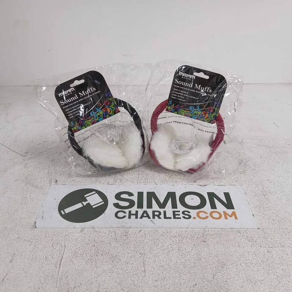 APPROXIMATELY 32 MAXIM AUDIO SOUND MUFFS TO INCLUDE BLACK & CERISE VARIENTS