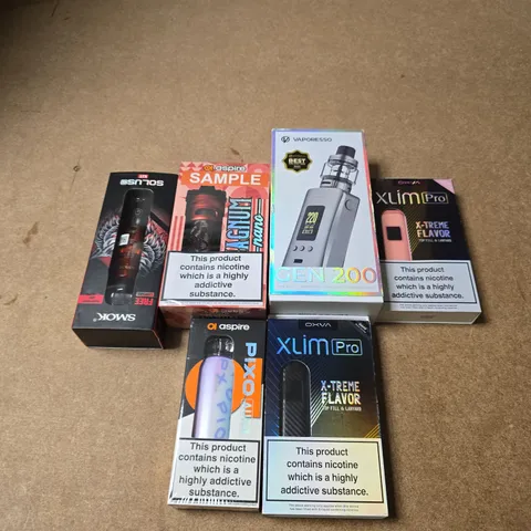 APPROXIMATELY 15 ASSORTED E-CIGARETTE PRODUCTS TO INCLUDE - ASPIRE, OXVA, VAPORESSO ETC
