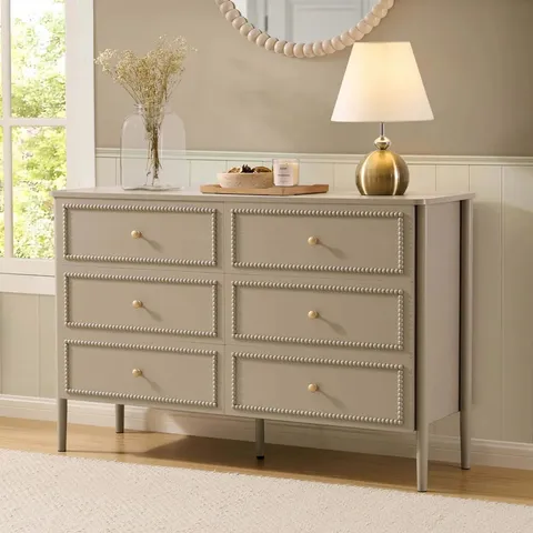 BOXED DUSK POSY BOBBIN 6 DRAWER CHEST - TAUPE (1 BOX)