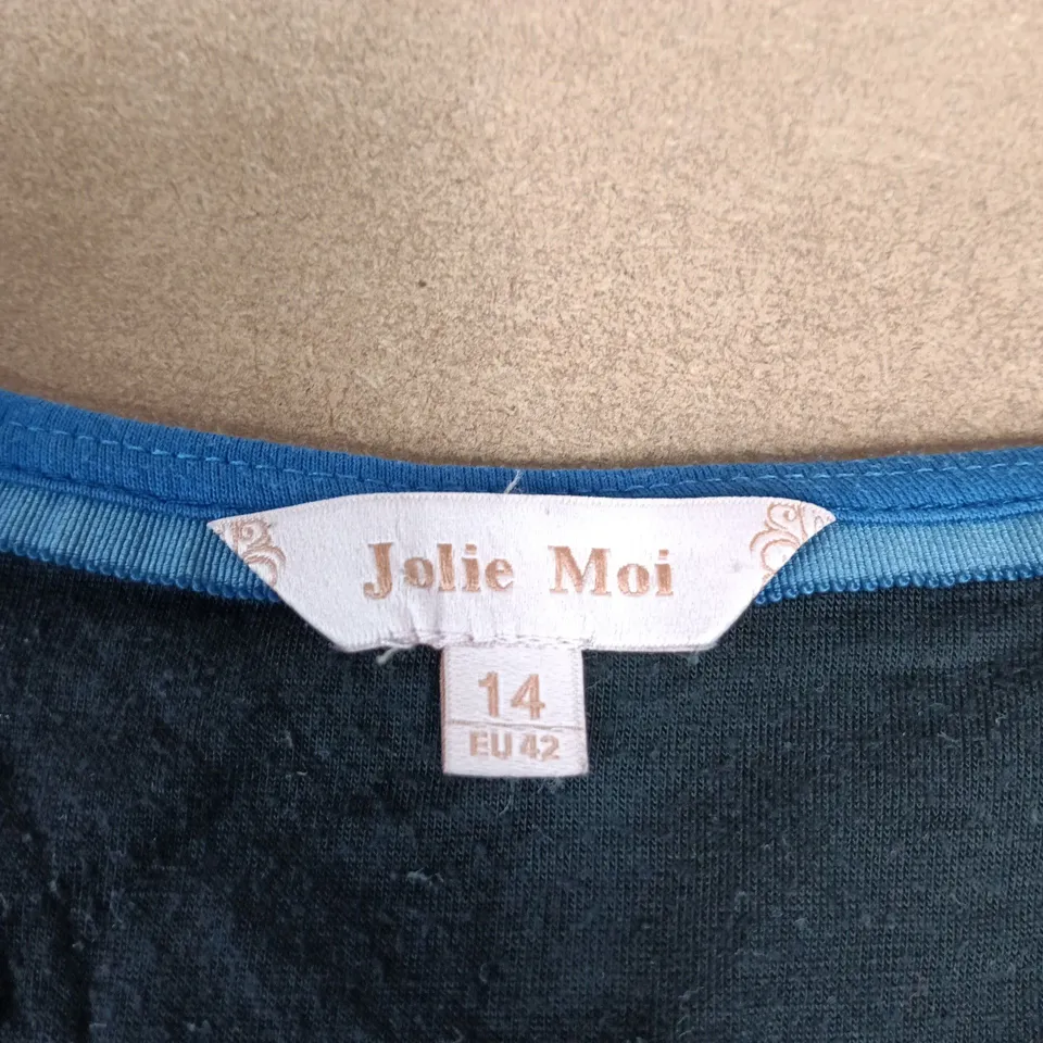 JOLIE MOI WOMEN'S DRESS - BLUE/BLACK ABSTRACT PRINT - UK 14 (EU 42)