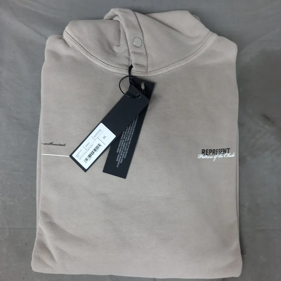 REPRESENT PATRON OF THE CLUB HOODIE IN MUDSTONE SIZE XS
