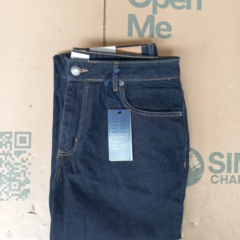JACK WILLS TAPERED FIT DENIM JEANS IN INDIGO RINSE SIZE 34R