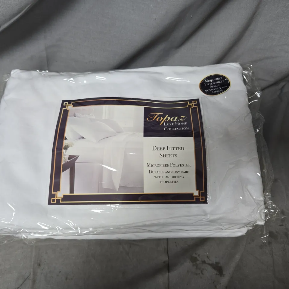 APPROXIMATELY 10 TOPAZ LUXURY HOME COLLECTION DEEP FITTED SHEETS – MICROFIBRE POLYESTER, WHITE - SINGLE