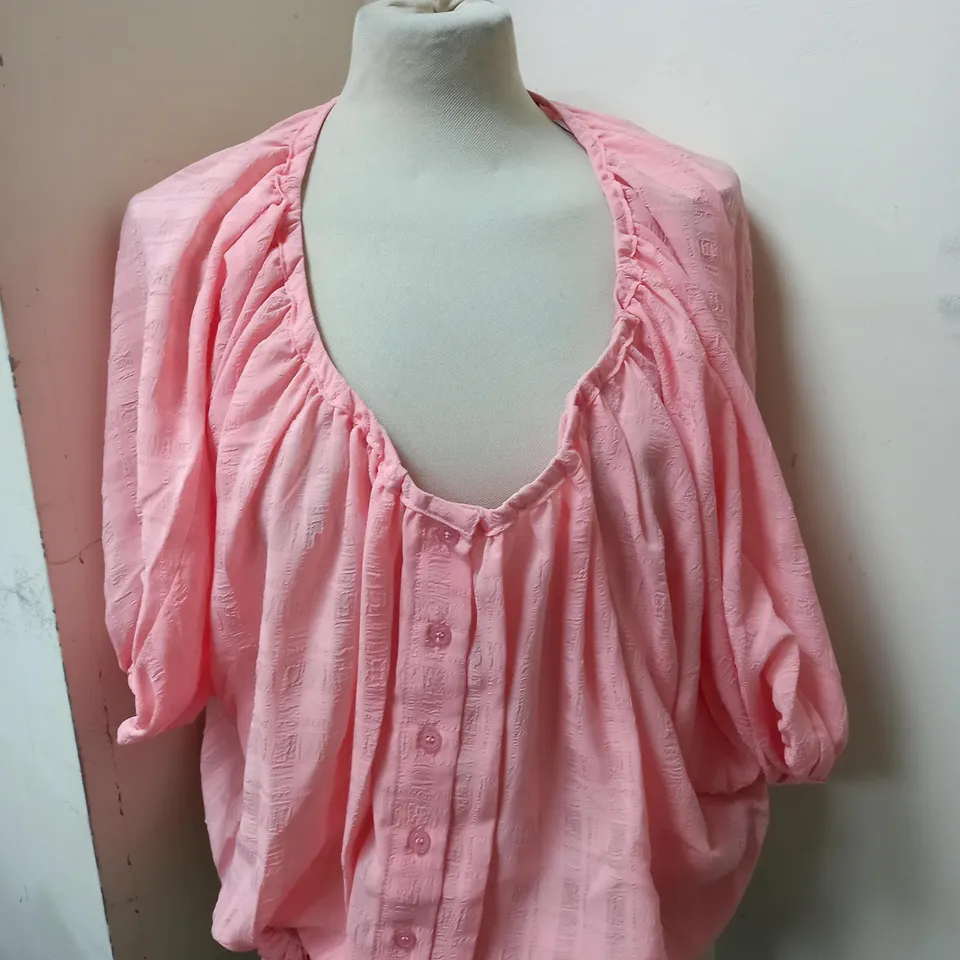 FRENCH CONNECTION FRILLED CROP TOP IN PINK - SIZE 12