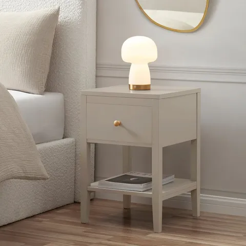 BOXED DUSK POPPY 1 DRAWER NIGHTSTAND - TAUPE (1 BOX)