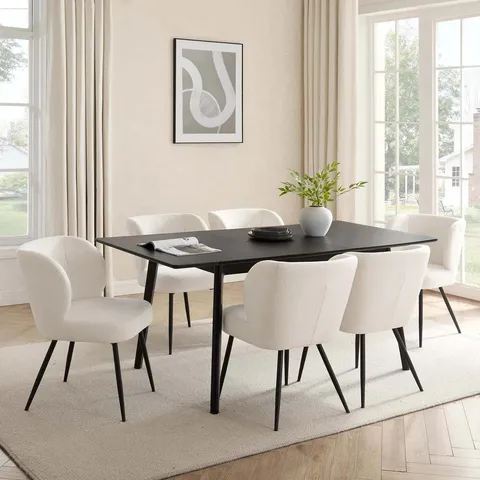 BOXED DUSK HEIDI OAK 4-8 SEATER EXTENDABLE DINING TABLE - BLACK (1 BOX)