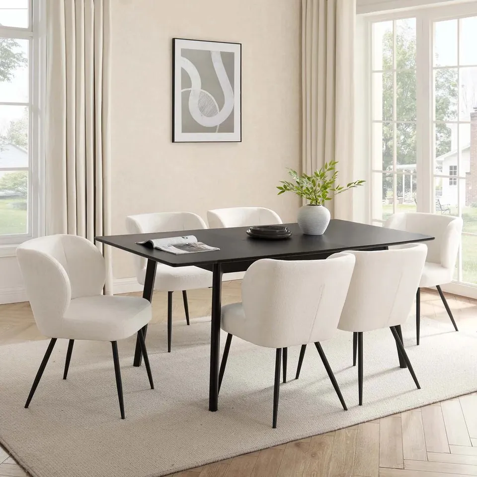BOXED DUSK HEIDI OAK 4-8 SEATER EXTENDABLE DINING TABLE - BLACK (1 BOX)
