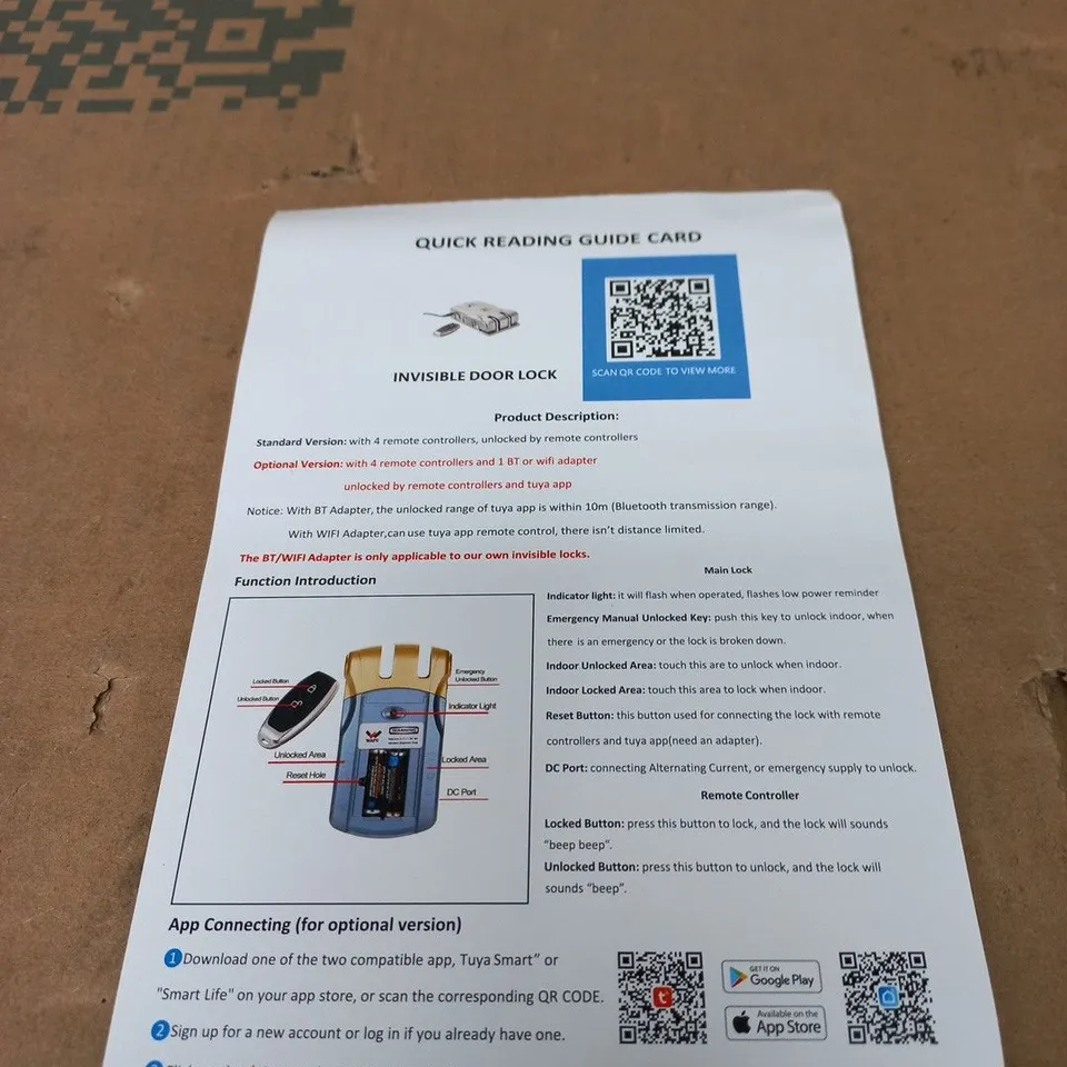 WAFU INVISIBLE DOOR LOCK BOXED WITH INSTRUCTIONS