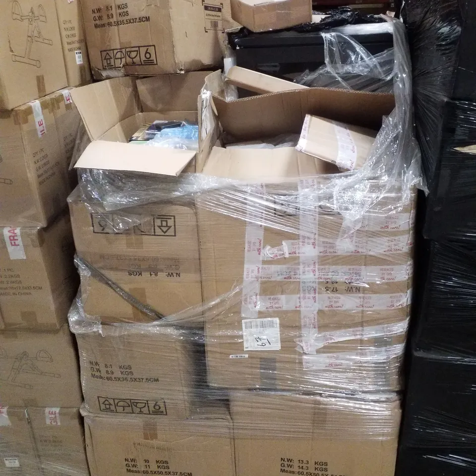 PALLET CONTAINING ASSORTED TECH & NETWORKING PRODUCTS INCLUDING 300MM DEEP WALL CABINETS, PC POWER SUPPLIES, HDMI EXTENDER CASCADE CONNECTION, ROUTER & 7 PORT USB HUB