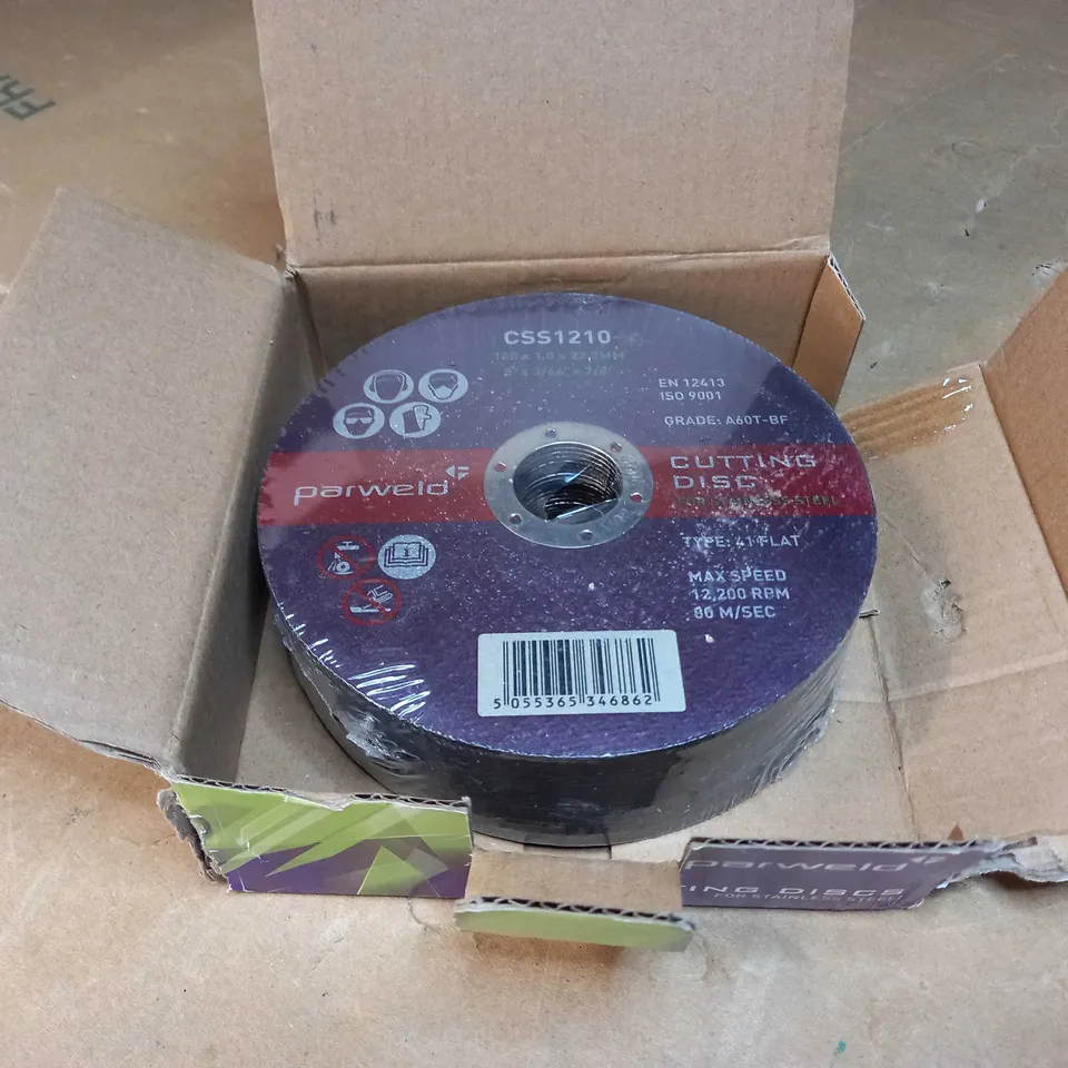 BOX OF 25 PARWELD CUTTING DISCS FOR STAINLESS STEEL (CSS1210)