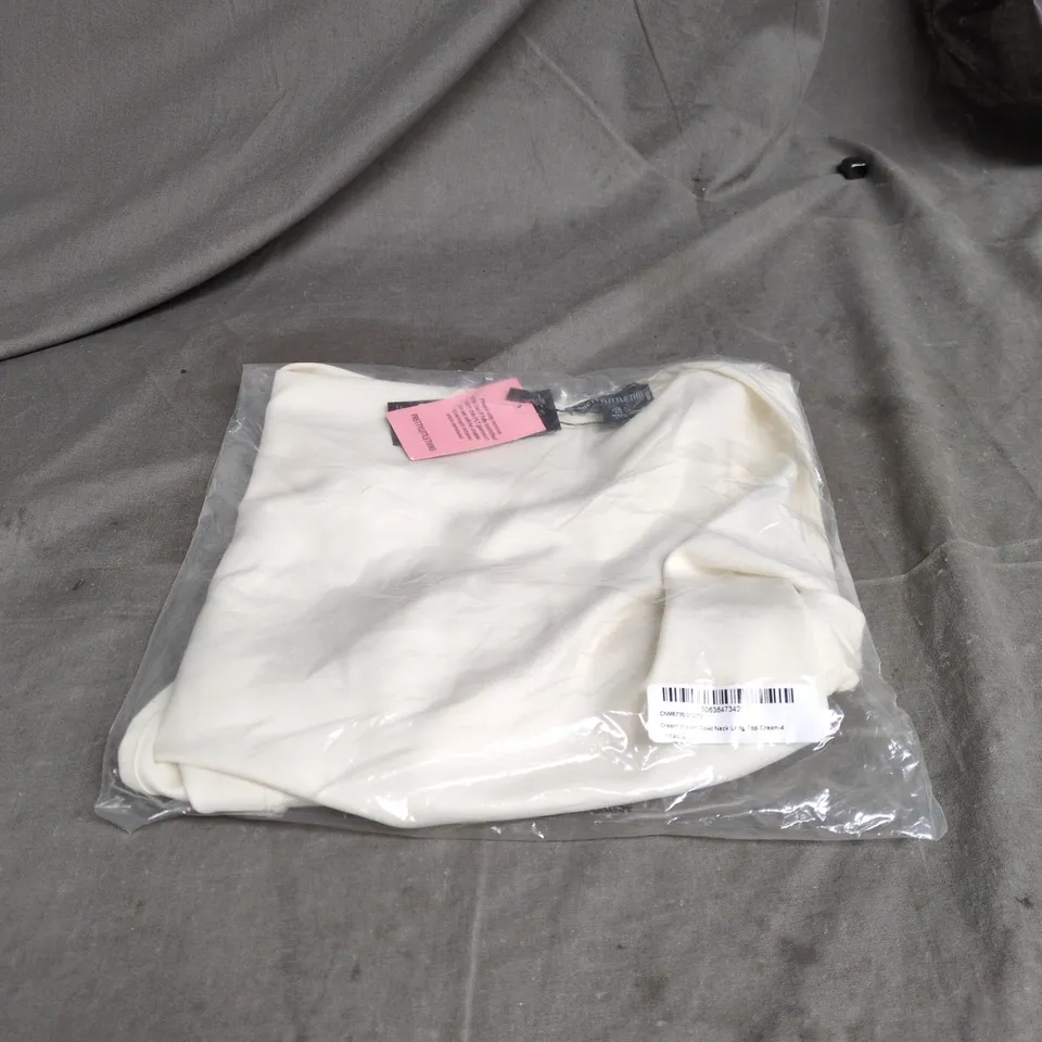 PRETTYLITTLETHING CREAM WOVEN COWL NECK LONG TOP SIZE 4 BAGGED