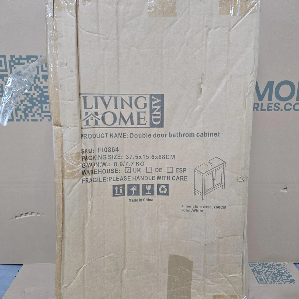 LIVING & HOME DOUBLE DOOR BATHROOM CABINET – WHITE