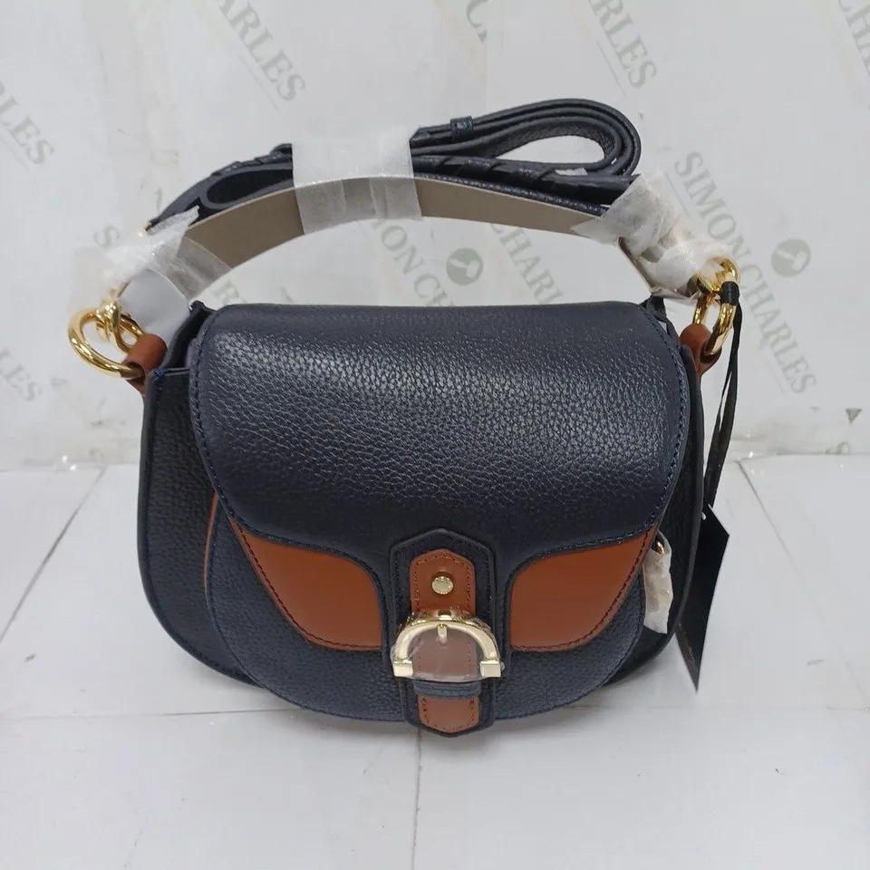 PAUL COSTELLOE DRESSAGE HANDBAG IN NAVY/TAN