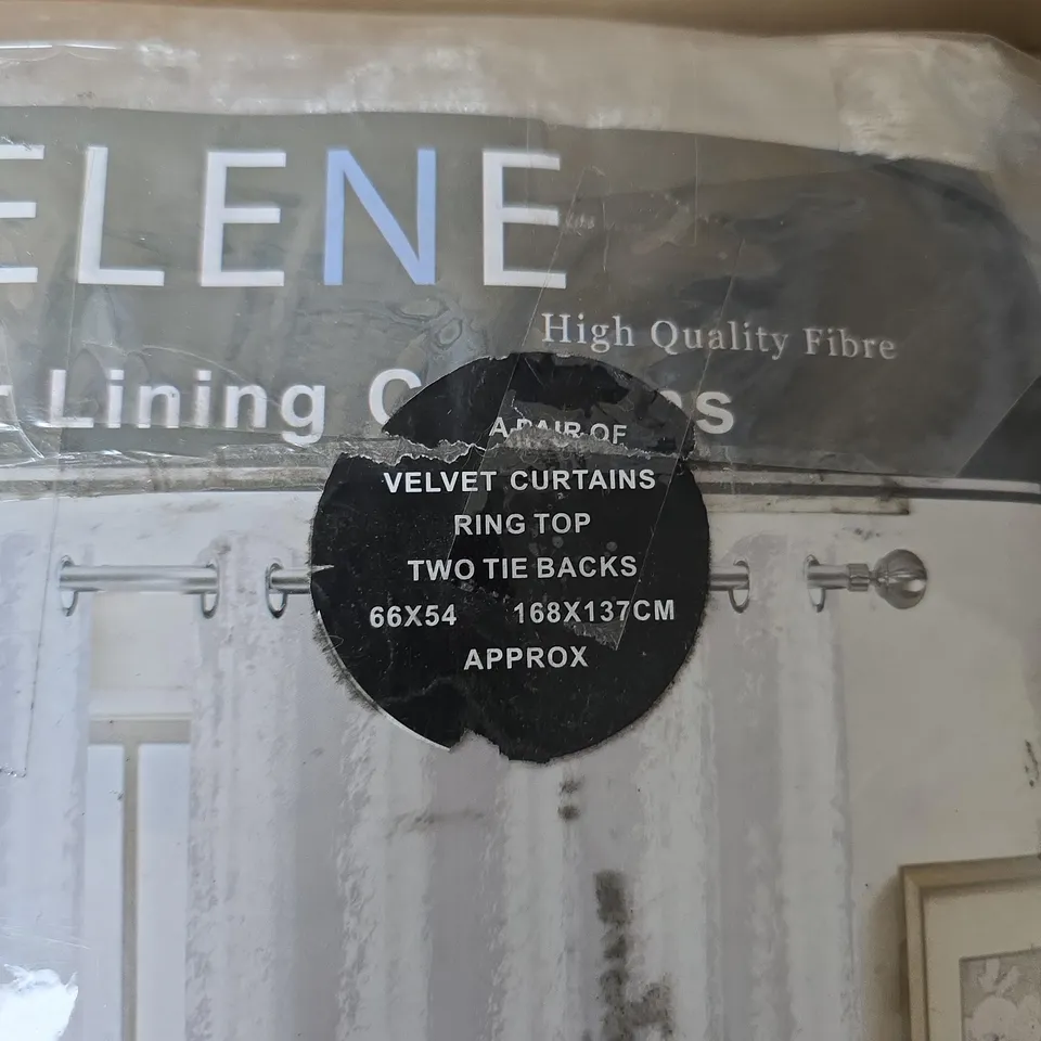 SELENE VELVET CURTAINS – LINING, RING TOP, 2 TIEBACKS, 168 X 137 CM (66 X 54 IN) APPROX