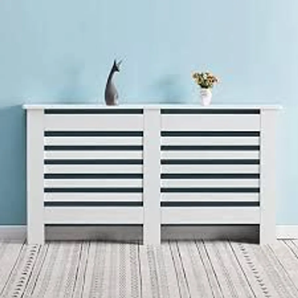 BOXED RADIATOR COVER LARGE WHITE PAINTED RADIATOR COVER HORIZONTAL SLATTED GRILL