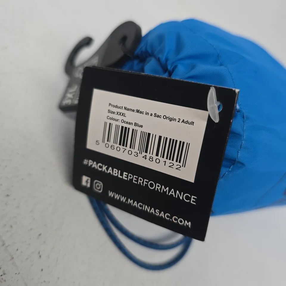 MAC IN A SAC ORIGIN 2 ADULT PACKABLE JACKET – OCEAN BLUE, XXXL