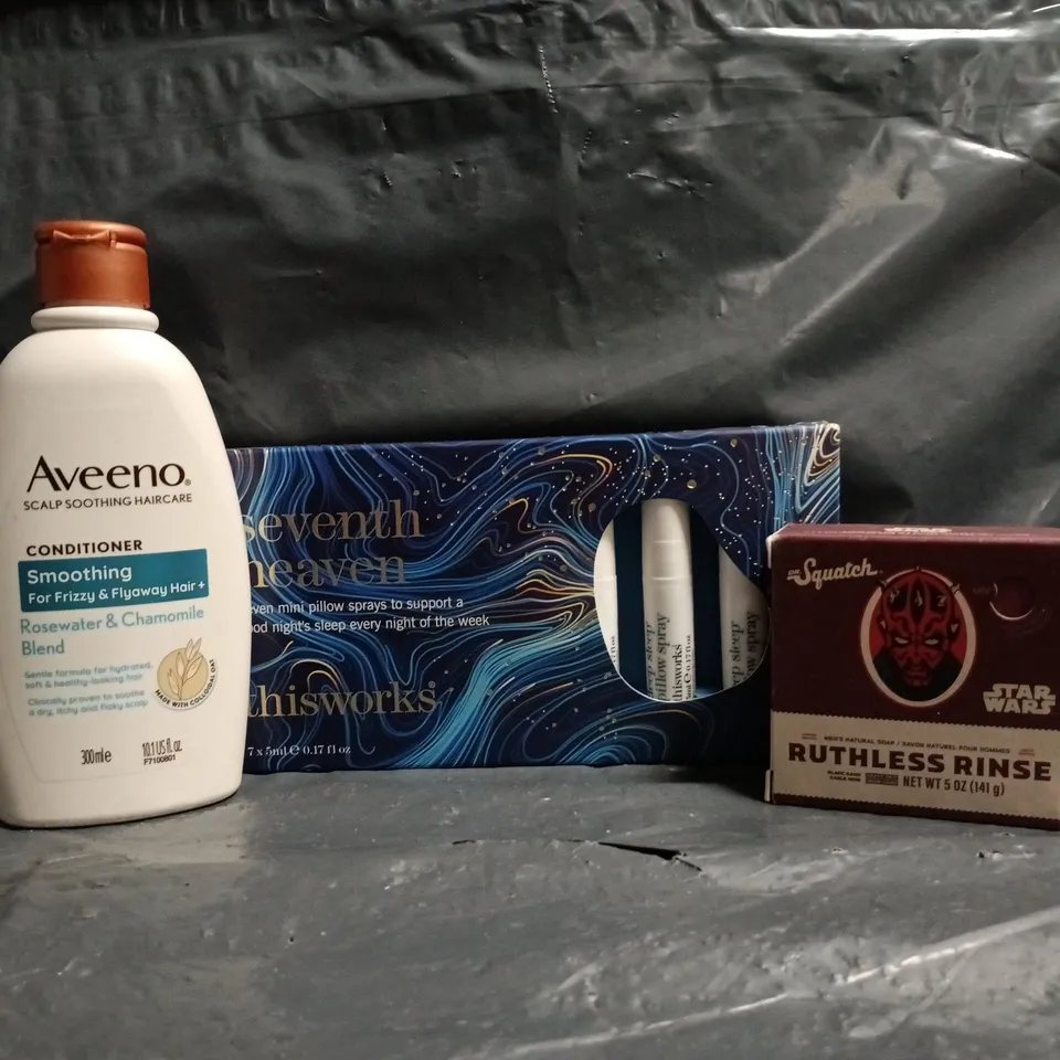APPROXIMATELY 20 ASSORTED COSMETIC ITEMS TO INCLUDE AVEENO, SEVENTH HEAVEN, DR SQUATCH, ETC - COLLECTION ONLY