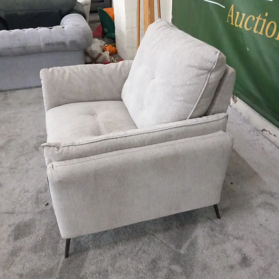 DESIGNER ITALIAN MADE BOLZANO GREY FABRIC ARMCHAIR WITH BUTTON DETAIL