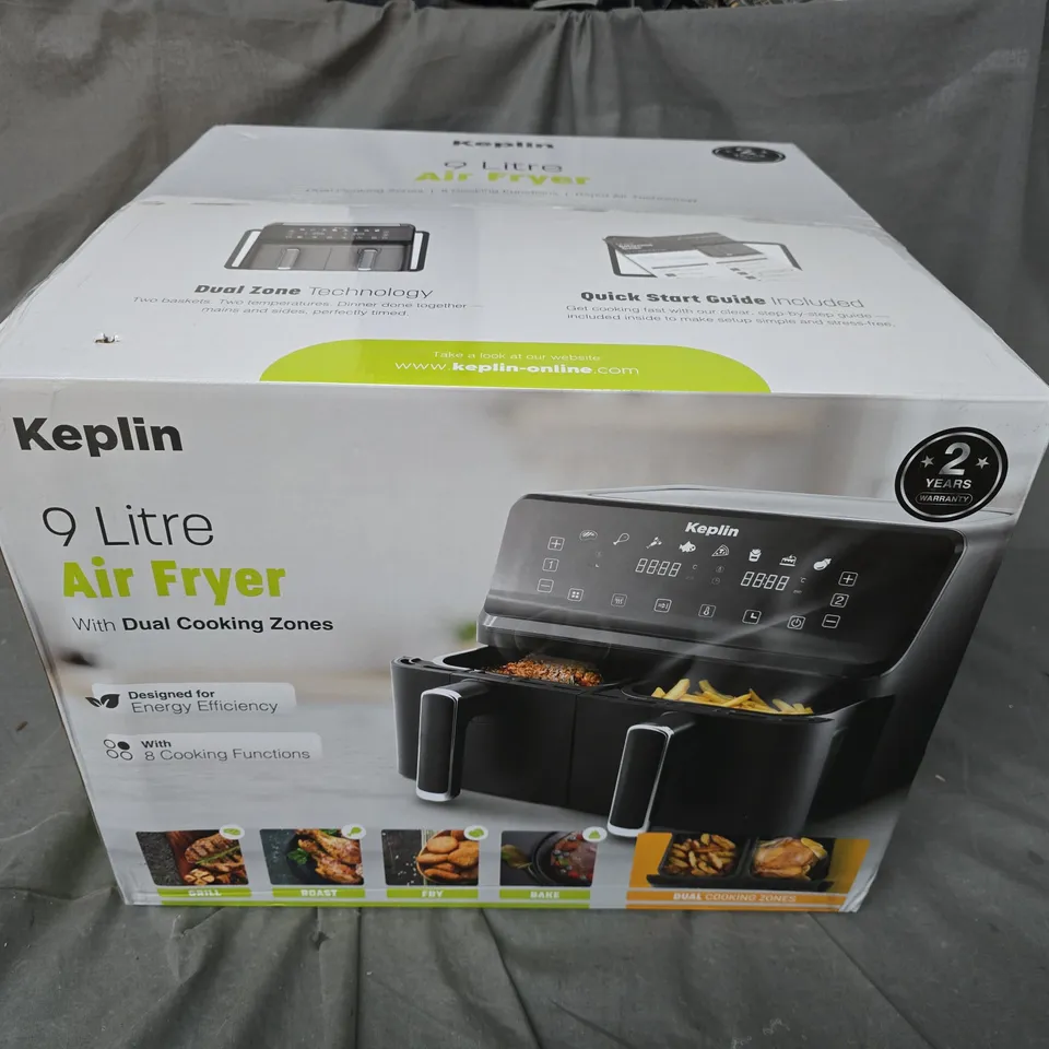 BOXED KEPLIN 9 LITRE AIR FRYER WITH DUAL COOKING ZONES