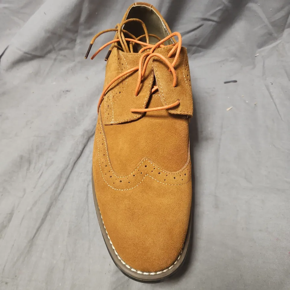 BRUNO MARC NEW YORK MEN'S TAN SUEDE WINGTIP BROGUE SHOES - UK 10