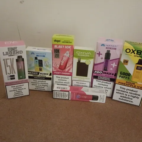 APPROXIMATELY 25 ASSORTED E-CIGARETTE PRODUCTS TO INCLUDE BRANDS SUCH AS HAYATI, OXBAR, DOJO, ETC - COLLECTION ONLY