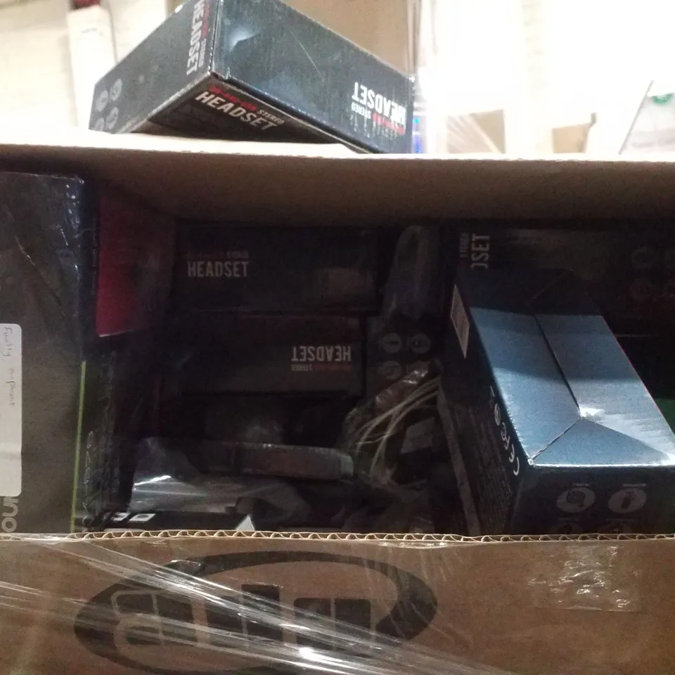 PALLET CONTAINING ASSORTED IT & NETWORKING PRODUCTS INCLUDING HEADSETS, 3.5" EXTERNAL HARD DISK ENCLOSURE, HDMI 2.0 AUDIO VIDEO CABLE & WIRELESS KEYBOARD AND MOUSE COMBOS